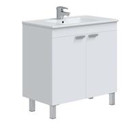 Miroytengo Mueble de Baño Atenea con Patas Armario 2 Puertas Abatibles Color Blanco Brillo 80 cm (Sin Lavabo)
