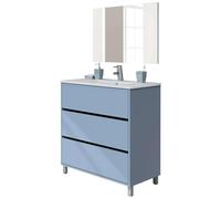 Miroytengo Mueble de Baño con Lavabo Cerámico y Espejo Kalma Estilo Moderno en Color Azul Talco 82x47x90 cm