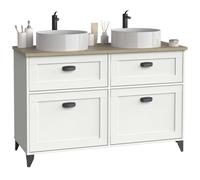 Miroytengo Mueble de Baño Doble Toscana 2 Cajones y 2 Puertas Sin Lavabo 120cm Blanco y Roble Cambrian