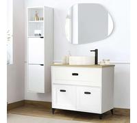 Miroytengo Mueble De Baño Pack Blanco y Roble con Columna (Incluye Lavabo)
