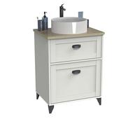 Miroytengo Mueble de Baño para Lavabos de 60 cm Toscana Blanco Mate y Roble Cambrian con 1 Puerta y 1 cajón (SIN Lavabo)