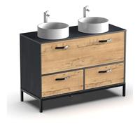 Miroytengo Mueble de Baño Sena Doble Arario y 2 Cajones Sin Lavabos 120cm Melamina Roble Gold y Negro