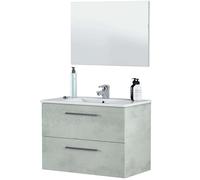 Miroytengo Mueble de Baño Suspendido Ash Estilo Industrial Color Gris Cemento 80x57x45 cm Sin Lavabo