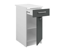 Miroytengo Mueble de Cocina Bajo, Mueble Modular Inferior Vetro 1 cajón 1 Puerta Gris Brillante y Blanco 40x84x60 cm