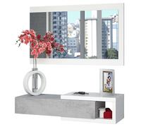 Miroytengo Mueble de Entrada con Espejo Recibidor Neutre Estilo Multifuncional Color Blanco Artik y Gris Cemento 95 cm