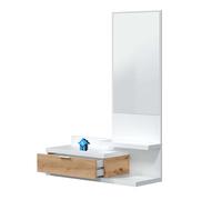 Miroytengo Mueble de Entrada Recibidor Suspendido Dahlia con Espejo en Roble Nodi y Blanco Artik Melamina 81 cm