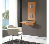 Miroytengo Mueble Entradilla Cajún Recibidor con Almacenaje Cajón Y 2 Espejos Modernos Color Cerezo 70 cm De Entrada