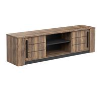 Miroytengo Mueble TV Salón Mónaco Puertas Correderas Roble Saloon y Negro Estructurado 185 cm