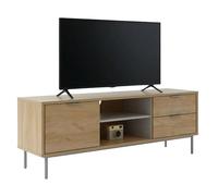 Miroytengo Mueble TV Sforza 2 Cajones Roble Natural, 120 cm (Ancho) para TV 50 Pulgadas Salón Comedor