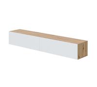 Miroytengo Mueble Tv Suspendido de Salón Comedor Kaway 2 Puertas Abatibles Color Roble Nodi y Blanco Artik 35x180x28 cm Blanco/ Madera -