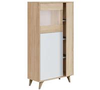 Miroytengo Mueble vitrina Kikua de 3 puertas en roble canadian y blanco artik 142x77x33 cm
