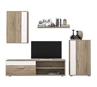 Miroytengo Muebles de Salón Comedor Estilo Nórdico: Módulo TV, 2 Armarios, Estante, Color Blanco y Roble Sonoma