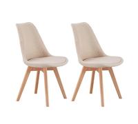 Miroytengo Pack 2 Sillas Comedor Bistro, Sillas de Cocina Tapizadas, Respaldo Tela, Beige 48x84x54 cm