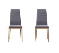 Miroytengo Pack 2 Sillas Comedor Cocina Salon Estilo Moderno Tela Color Gris Patas Metal Efecto Madera 98x42x48 cm