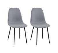 Miroytengo Pack 2 Sillas Comedor, Juego Sillas Cocina Lisa Gris Tapizadas con Patas Metal Negro