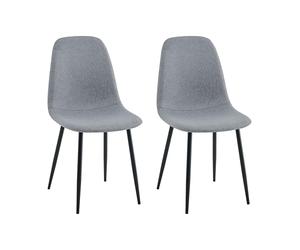 Miroytengo Pack 2 Sillas Comedor, Juego Sillas Cocina Lisa Gris Tapizadas con Patas Metal Negro