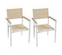 Miroytengo Pack 2 Sillas Exterior Mallorca, Apilables con Reposabrazos, Aluminio y Textileno Beige 56x55x85 cm