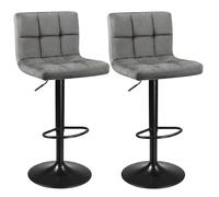 Miroytengo Pack 2 Taburetes Bar Cocina, Regulable y 360º, Silla Terciopelo Velvet Zenit, Respaldo y Reposapiés, Gris