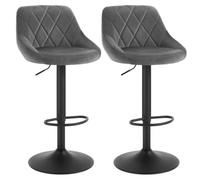Miroytengo Pack 2 Taburetes Bar, Silla Alta, Altura Regulable Diamant, Giratorio con Respaldo, Terciopelo, Comedor, Gris