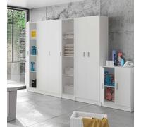 Miroytengo Pack 4 Armarios Multiusos Despensa Cuarto Colada Color Blanco Muebles Auxiliares Almacenaje Productos Limpieza