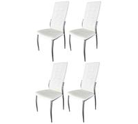Miroytengo Pack 4 Sillas Comedor Laci Estilo Moderno Polipiel Cromadas Blanco 101x51x45 cm