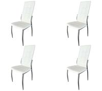 Miroytengo Pack 4 Sillas Comedor Laci Estilo Moderno Polipiel Cromadas Blanco 101x51x45 cm
