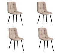 Miroytengo Pack 4 Sillas Comedor RAF, Sillas de Salón Tapizados Tela Marrón Claro 43x85x48 cm