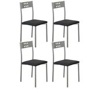 Miroytengo Pack 4 Sillas de Cocina Costa Patas Metal Polipiel Comedor Estilo Moderno Negro 86x47x41 cm