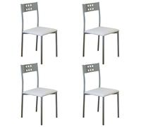 Miroytengo Pack 4 Sillas de Cocina Metal y Blanco Costa, Sillas Comedor Modernas 47x86x41cm