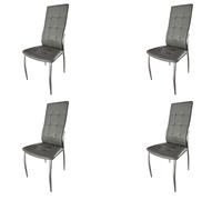 Miroytengo Pack 4 Sillas de Comedor Laci, Sillas de Salón Estructura de Metal Polipiel 46x102x52 cm (Gris)