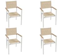 Miroytengo Pack 4 Sillas Exterior Mallorca, Apilables con Reposabrazos, Aluminio y Textileno Beige 56x55x85 cm