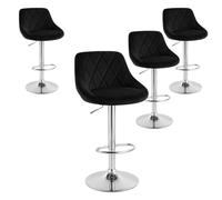 Miroytengo Pack 4 Taburetes Bar, Silla Alta, Altura Regulable Diamant, Giratorio con Respaldo, Terciopelo, Comedor, Negro