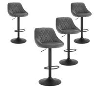 Miroytengo Pack 4 Taburetes Bar, Silla Alta, Altura Regulable Diamant, Giratorio con Respaldo, Terciopelo, Comedor, Gris