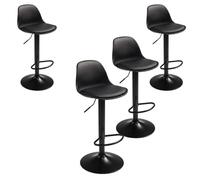 Miroytengo Pack 4 Taburetes de Bar o Cocina, Silla Alta Bistro, Altura Regulable, Asiento Acolchado, 360º, Negro