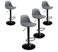 Miroytengo Pack 4 Taburetes de Bar o Cocina, Silla Alta Bistro, Altura Regulable, Asiento Acolchado, 360º, Gris