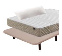 Miroytengo Pack Ahorro Deluxe Descanso Completo 135x190 cm (colchón + Base Tapizada + Patas + Almohada)