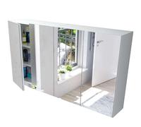 Miroytengo Pack de 2 armarios de baño con espejo aseo color blanco brillo estilo moderno mueble 120x65x21 cm