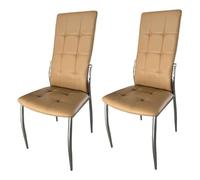 Miroytengo Pack de 2 Sillas de Comedor Salón Laci, Polipiel Cromadas Beige 45x101x51 cm