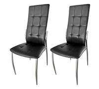 Miroytengo Pack de 2 Sillas de Comedor Salón Laci, Polipiel Cromadas Negro 45x101x51 cm