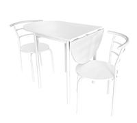 Miroytengo Pack de Mesa Extensible y 2 Sillas Cocina Butterfly, Mesa Plegable Comedor Blanco 55-115x61x74 cm