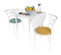 Miroytengo Pack de Mesa Extensible y 2 Sillas Cocina Butterfly, Mesa Plegable Comedor Blanco Mate 55-115x76x61 cm