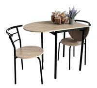 Miroytengo Pack de Mesa Extensible y 2 Sillas Cocina Butterfly, Mesa Plegable Comedor Roble Sonoma y Negro 55-115x61x74 cm
