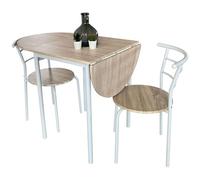 Miroytengo Pack de Mesa Extensible y 2 Sillas Cocina Butterfly, Mesa Plegable Comedor Roble y Blanco 55-115x61x74 cm