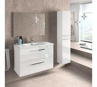 Miroytengo Pack de Muebles de Baño Aruba Blanco con Mueble de Baño Suspendido (80 cm), Columna, Espejo y Lavamanos Cerámico