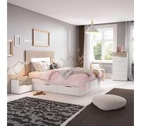 Miroytengo Pack de Muebles de Dormitorio con cómoda en Color Blanco y Sahara Estilo nórdico