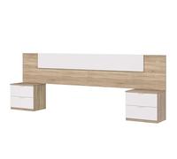 Miroytengo Pack de Muebles de Dormitorio Estilo Nórdico en Color Roble Canadian y Blanco Artik con Cama 150x190 cm, Cabecero, Mesitas, Cómoda y Armario