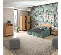 Miroytengo Pack Habitación Matrimonio Clim Estilo Industrial (cabecero+ 2 Mesitas+Armario + Cómoda)