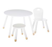Miroytengo Pack Infantil Mesa + Silla + Taburete Douceur Dormitorio Infantil Melamina Color Blanco