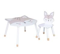 Miroytengo Pack Mesa con Silla Infantil Fox Conjunto Dormitorio Infantil Serigrafía Zorro Color Blanco
