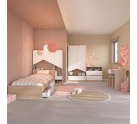 Miroytengo Pack Muebles Child Dormitorio Juvenil Completo en Color Roble Jackson y Blanco Mate